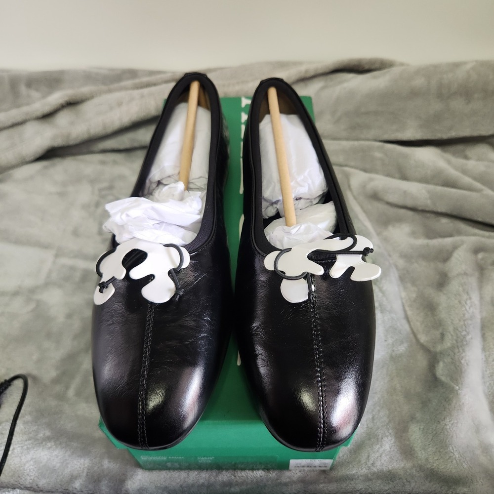 J.Crew Women's 8.5 Black Verona Ballet Italian Leather Flats NWB